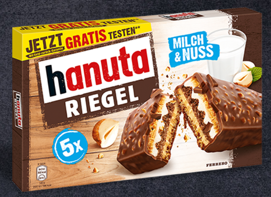 Hanuta Riegel von Ferrero gratis testen - mit Geld-zurück-Garantie!