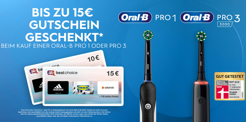 Oral-B Pro kaufen und bis zu 15€ Gutschein sichern.